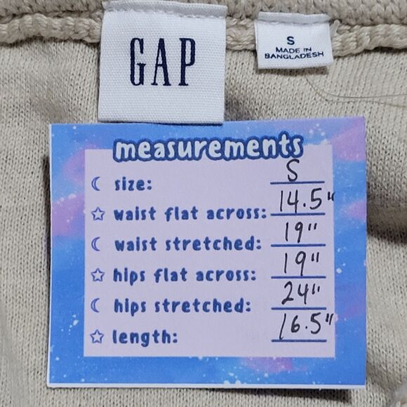 GAP NWT Striped Crochet Knit Mini Skirt Size S 100% Cotton Lined Neutral Tan - Picture 2 of 11